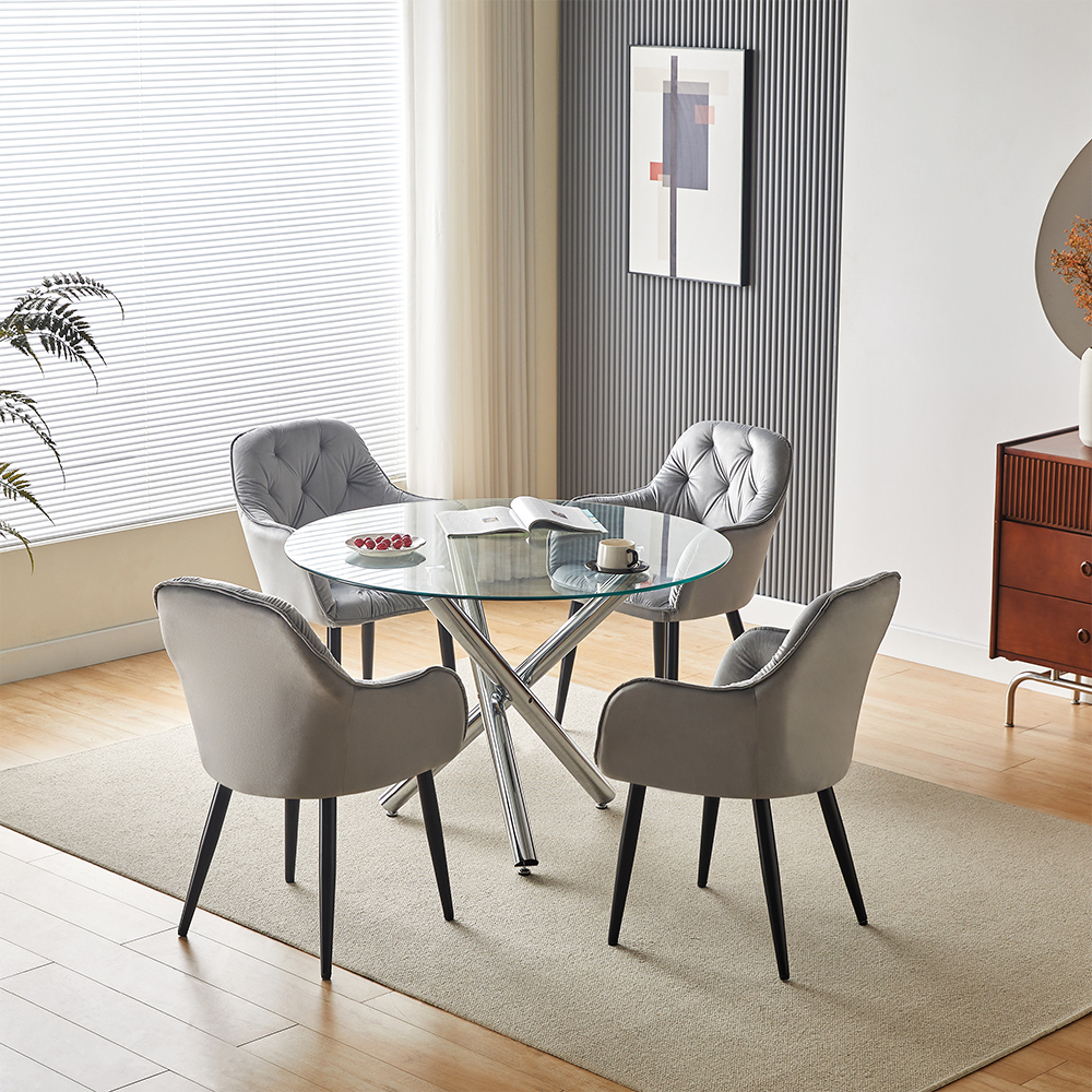 Modern Luxury Nordic Dining Table Set with 4 Seats and MDF Top