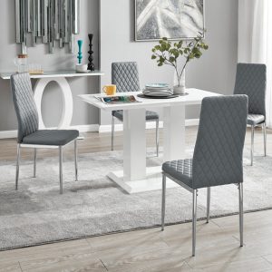 Contemporary Round Dining Table with Gold Frame