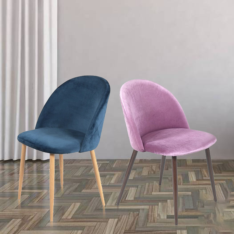 Velvet Dining Chair with Metal Tube Frame, Modern Design - Image 2