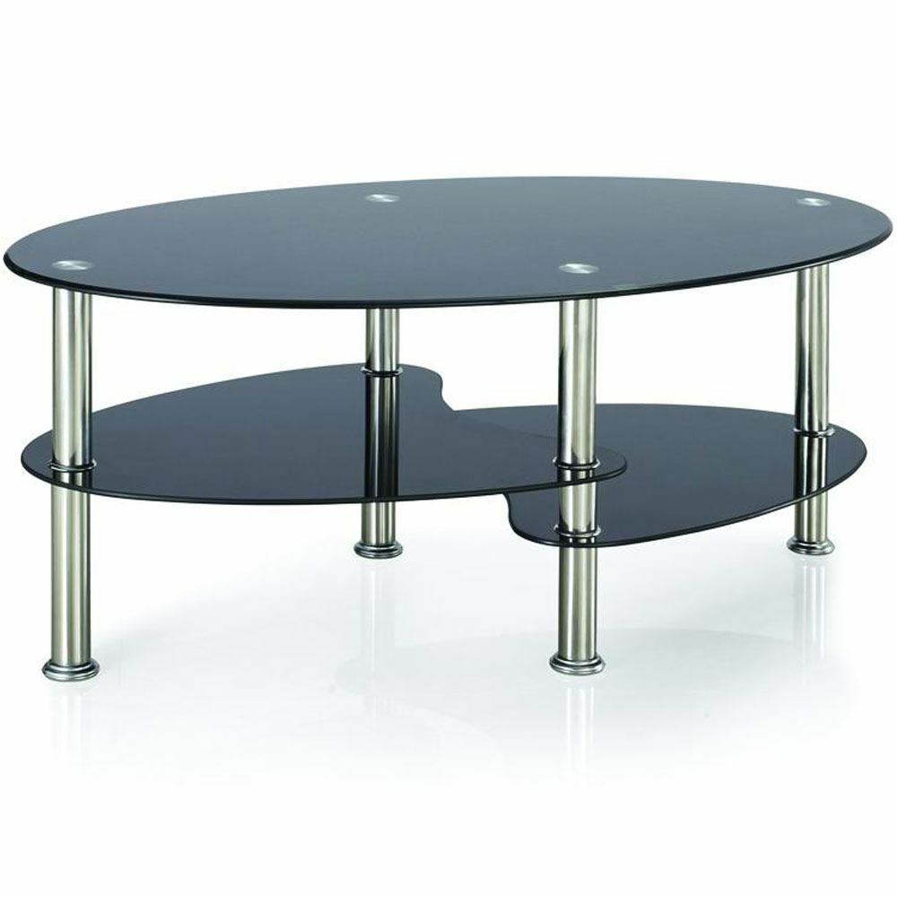 Modern White Oval Glass Coffee Table for Living Room