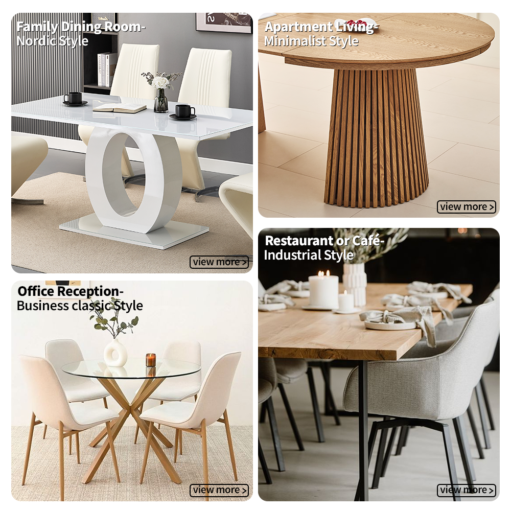 Contemporary Round Dining Table with Gold Frame - Image 2