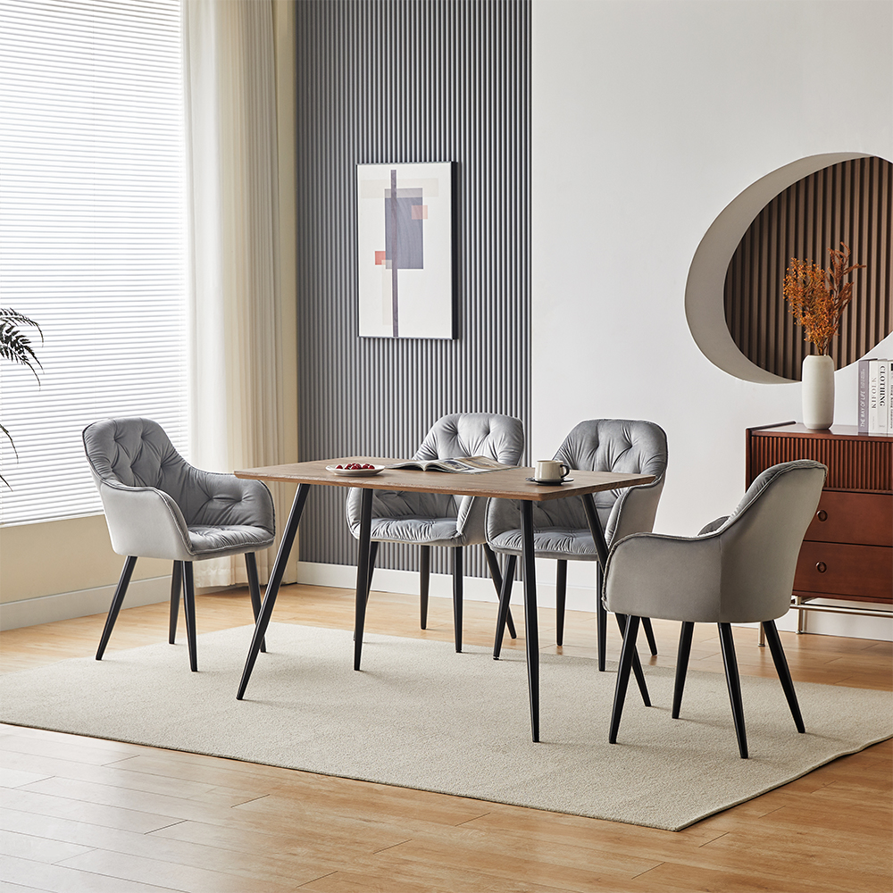Wooden Dining Table Set with 4 Chairs for Small Apartments
