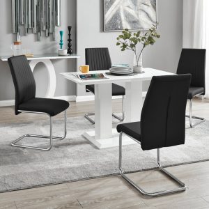 Modern Dining Table Set with Glass Top and Chrome Base